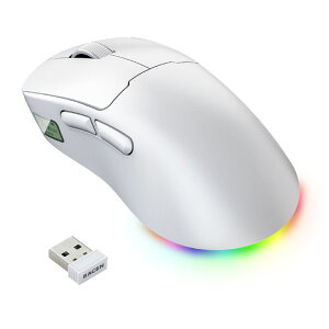 �Z���`�����[ 2.4GHz ���C�����X�ڑ��Ή� �t������ �y�ʃQ�[�~���O�}�E�X LightBow�i�z���C�g�j RACEN CRC-WGMRGB02WT