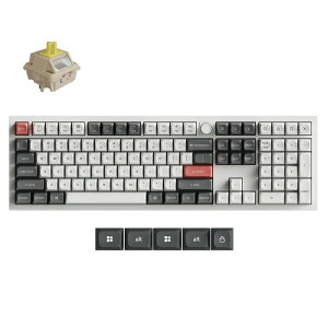 Keychron�b�L�[�N���� Q6 Ultra 8K ���C�����X�J�X�^�����J�j�J���L�[�{�[�h �p��z�� Keychron Silk POM�X�C�b�` �o�i�i���i�z���C�g�j Q6U-P4-US