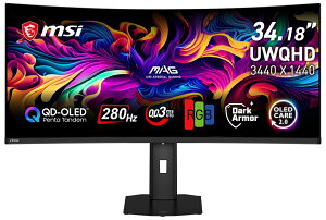 MSI�b�G���G�X�A�C �Q�[�~���O�t���f�B�X�v���C(34.18�^/�Ȗ�/QD-OLED/UWQHD 3440×1440/280Hz/0.03ms)(�u���b�N) MAG�V���[�Y MAG-341CQP-QDOLEDX28