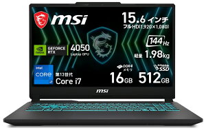 MSI�b�G���G�X�A�C �Q�[�~���O�m�[�g�p�\�R�� Cyborg 15 Black Edition A13V(15.6�^/Windows11/Core i7 13620H/������ 16GB/SSD 512GB/GeForce RTX 4050)�A���}�C�g�u���b�N Cyborg-15-Black-Edition-A13VEO-5799JP