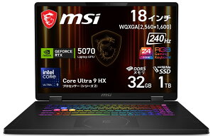 MSI�b�G���G�X�A�C �Q�[�~���O�m�[�g�p�\�R�� Crosshair 18 HX AI A2XW(18�^/Windows11/Ultra 9 275HX/������ 32GB/SSD 1TB/GeForce RTX 5070)�u���b�N Crosshair-18-HX-AI-A2XWGXKG-2680JP