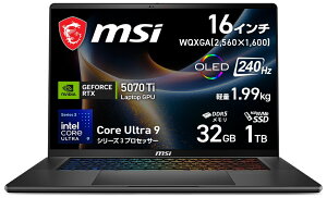 MSI�b�G���G�X�A�C �Q�[�~���O�m�[�g�p�\�R�� Stealth 16 AI+ B3W(16�^/Windows11/Ultra 9 386H/������ 32GB/SSD 1TB/GeForce RTX 5070 Ti)�`���R�[���u���b�N Stealth-16-AI+B3WH-2670JP