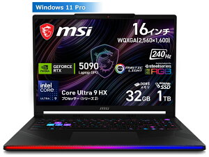 MSI�b�G���G�X�A�C �Q�[�~���O�m�[�g�p�\�R�� Raider 16 Max HX B2W(16�^/Windows11/Ultra 9 275HX/������ 32GB/SSD 1TB/GeForce RTX 5090)�R�A�u���b�N Raider-16-Max-HX-B2WJ-2650JP