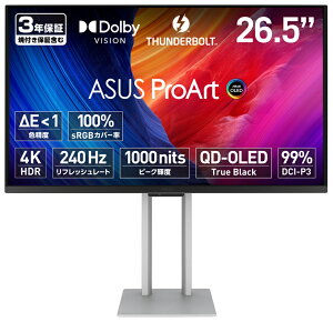 ASUS�b�G�C�X�[�X �N���G�C�^�[�t���f�B�X�v���C(26.5�^/QD-OLED/4K 3840×2160/240Hz/0.1ms)(�V���o�[) ASUS ProArt PA27UCDMR