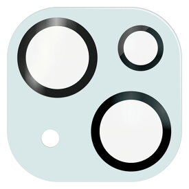エレコム iPhone15（6.1inch/2眼）/15 Plus（6.7inch/2眼）用 カメラフィルム ガラス フレーム付 高透明 強化ガラス 表面硬度10H 指紋防止 カメラレンズ保護カバー ＆me（ブルー） PM-A23AFLLP1BU
