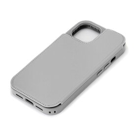 PGA iPhone15（6.1inch/2眼）用 バックフリップケース（グレー） PG-23ABF04GY