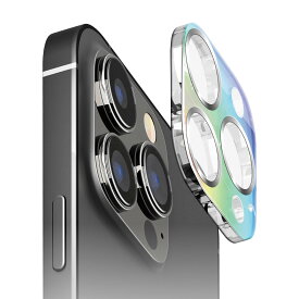 PGA iPhone15 Pro（6.1inch/3眼）/15 Pro Max（6.7inch/3眼）用 カメラフルプロテクター（オーロラ/シルバー） PG-23BCLG07SV