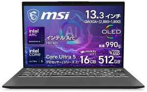 MSI�b�G���G�X�A�C �m�[�g�p�\�R�� Prestige 13 AI Evo A2HM(13.3�^/Windows11/Core Ultra 5 225H/������ 16GB/SSD 512GB)�X�e���O���C Prestige-13-AI-Evo-A2HMG-6007JP