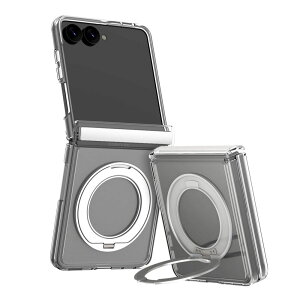 araree Galaxy Z Flip8�p Qi2��MagSafe�Ή� �����O�X�^���h���� �n�C�u���b�h�N���A�P�[�X DUPLE 360 M STAND�i�N���A�j AR28617GZFP8