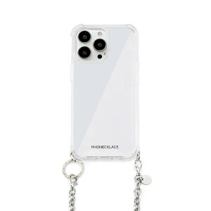 PHONECKLACE iPhone 15 Pro Max�p �`�F�[���V�����_�[�X�g���b�v�t���N���A�P�[�X�i�V���o�[�j PN25602I15PM