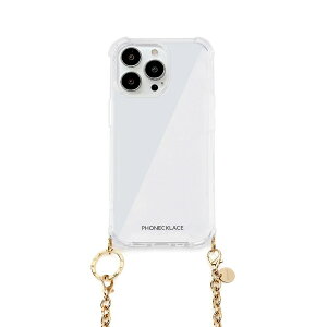 PHONECKLACE iPhone 15 Pro Max�p �`�F�[���V�����_�[�X�g���b�v�t���N���A�P�[�X�i�S�[���h�j PN25603I15PM