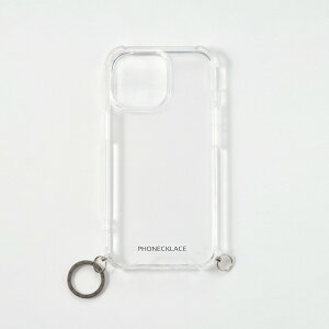 PHONECKLACE iPhone 15 Pro Max�p �X�g���b�v�p�����O�t���N���A�P�[�X�i�K���u���b�N�`���[���j PN25606I15PM