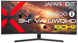 JAPANNEXT�b�W���p���l�N�X�g �Q�[�~���O�t���f�B�X�v���C(34�^/�Ȗʌ^/VA/UWQHD 3440×1440/180Hz/1ms)(�u���b�N) JN-VC34G180-HS