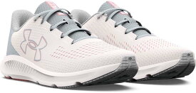 3026523-101-22.5 アンダーアーマー レディース ランニングシューズチャージド パスート3　ビッグロゴ（White/Halo Gray/Pink Fizz・サイズ：22.5cm） Under Armour　UA　CHARGED PURSUIT 3