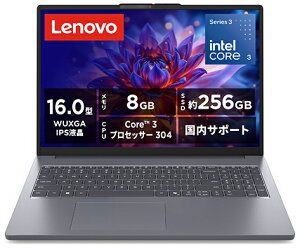 Lenovo�b���m�{ �m�[�g�p�\�R�� Lenovo IdeaPad Slim 3i Gen 11(16�^/Windows11/Core 3 304/������ 8GB/SSD 256GB)���i�O���[ 83RS003EJP