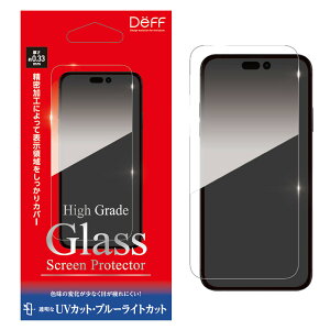 fB[t iPhone 15 Prop tیKXtB High Grade Glass Screen Protector UVJbg+u[CgJbg DG-IP23MPU3F
