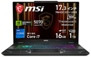 MSI�b�G���G�X�A�C �Q�[�~���O�m�[�g�p�\�R�� Cyborg 17 B13W(17.3�^/Windows11/Core i7 13620H/������ 16GB/SSD 1TB/GeForce RTX 5070)�I�f�b�Z�C�O���C �� �X�P���g�� Cyborg-17-B13WGKG-2759JP