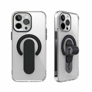 MOMO STICK iPhone 15 Pro Max�p Mag Grip �����Y�K�[�h��̌^�N���A�P�[�X�i�u���b�N�j MMS25325I15PM
