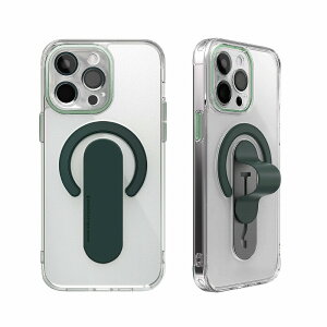 MOMO STICK iPhone 15 Pro Max�p Mag Grip �����Y�K�[�h��̌^�N���A�P�[�X�i�_�[�N�O���[���j MMS25327I15PM
