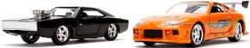 Jada Toys 1/32 F＆F ドミニク ダッジ チャージャー ブラック ＆ ブライアン トヨタ スープラ　オレンジ ツインパック【JADA31981】 ミニカー