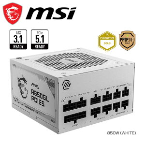 MSIbGGXAC ATXd 80PLUS GOLDF MSI MAG A850GL PCIE5(zCg) MAG A850GL PCIE5 WHITE