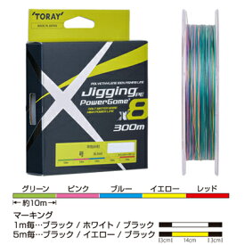 ジギングPE パワーゲーム X8 300m 10m×5ショク(0.6ゴウ/8lb) 東レ ジギングPE パワーゲーム X8 300m 10m×5色(0.6号/平均8lb) TORAY PEライン