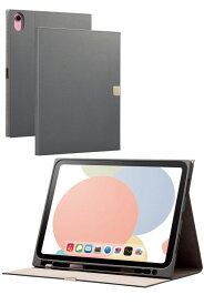 エレコム iPad 10.9インチ 第10世代(2022年)用 ソフトレザーケース 手帳型 ApplePencil収納可 カードポケット付 ＆me（チャコールグレー） TB-A23RWVJMGY