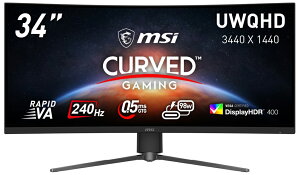 MSIbGGXAC Q[~OtfBXvC(34^/RAPID VA/UWQHD 3440×1440/240Hz/0.5ms/HDR400/HDMI2.1/DP1.4a/USB TYPE-C/VESA/PIPEPBPΉ/3Nۏ)(ubN) MAGV[Y MPG-346CQRF-X24