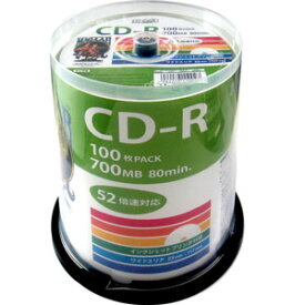 HIDISC データ用CD-R［52倍速対応 /700MB /インクジェット対応 / ワイドプリンタブル（ホワイト） /100枚］ ハイディスク HDCR80GP100