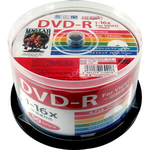 HIDISC 16�{���Ή�DVD-R 50���p�b�N�@4.7GB �z���C�g�v�����^�u�� HDDR12JCP50 �n�C�f�B�X�N