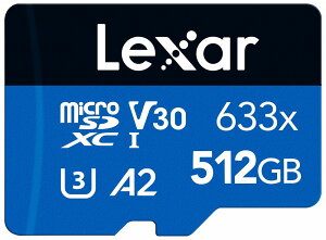 LexarbLT[ microSDXCJ[h 512GB 633x UHS-I U3 V30 A2 LSDMI512BBJP633A High-Performance 633x