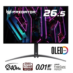 AcerbGCT[ Q[~OtfBXvC(26.5^/OLED/WQHD 2560×1440/240Hz/0.01ms/HDR10/HDMI2.0/DP1.4/USB Type-C/VESA/3Nۏ)(ubN) Predator X27U X27Ubmiipruzx