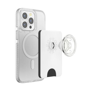 PopSockets �X�}�z�O���b�v �|�b�v�E�H���b�g+ MagSafe�Ή� �A�_�v�^�[�����O�t���i�� �X�[�p�[�N���A�j PopWallet+ MagSafe Solid Clear As Day 806926