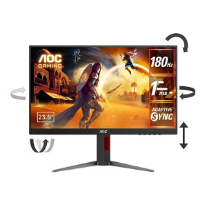 AOCbG[I[V[ Q[~OtfBXvC(23.8^/Fast IPS/FullHD 1920×1080/180Hz/1ms/HDR10/HDMI2.0/DP1.4/VESA/3Nۏ)(ubN) 24G4/11