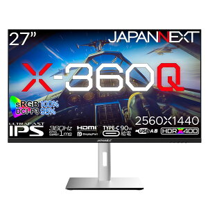JAPANNEXTbWplNXg Q[~OtfBXvC(27^/IPS/WQHD 2560×1440/360Hz/1ms/HDR400/HDMI2.1/DP1.4/USB Type-C/VESA/PIPEPBPΉ)(ubN) ~@\X^h JN-27IPS360WQHDR-HSP