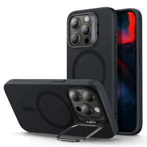 ESR iPhone15 Prop \tgP[X X^htiBlackj Cloud Soft Case with Stash Stand (HaloLock) Compatible with iPhone 15 Pro ESR392