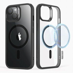 ESR iPhone 15�p MagSafe�Ή� �n�C�u���b�h�P�[�X �ČRMIL�K�i�i�N���A�u���b�N�j Classic Hybrid Case (HaloLock) Compatible ESR371