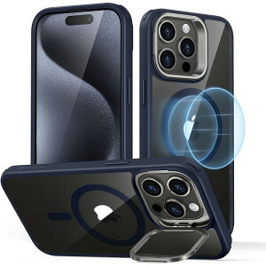 ESR iPhone 15 Pro Max�p MagSafe�Ή� �B��X�^���h�t���n�C�u���b�h�P�[�X�i�N���A�_�[�N�u���[�j Classic Hybrid Case with Stash Stand (HaloLock) ESR369