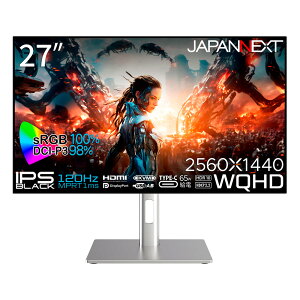 JAPANNEXTbWplNXg Q[~OtfBXvC(27^/IPS/WQHD 2560×1440/120Hz/1ms/HDR10/HDMI2.0/DP1.2/USB Type-C/VESA)(ubN) ~@\X^h JN-27IB120Q-H-C6