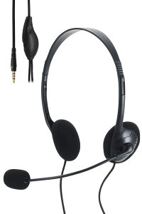 エレコム 両耳小型有線オーバーヘッドセット φ3.5mm4極ミニプラグ HS-HP14STBK