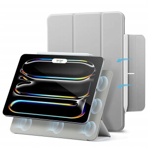 ESR iPad Pro 11インチ M4(2024)用 三つ折りスタンドケース Rebound Magnetic Grey(グレー) ESR536