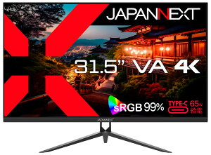 JAPANNEXTbWplNXg tfBXvC(31.5^/VA/4K UHD 3840×2160/60Hz/10ms/HDR10/HDMI2.0/DP1.2/USB Type-C/VESA/PIPEPBPΉ)(ubN) JN-V315UHDR-C65W-N