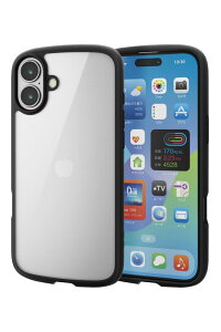 �G���R�� iPhone 16 Plus�p �n�C�u���b�h�P�[�X �Ռ��z�� �y�� ���^ �J��������ی� �X�g���b�v�z�[���t �d�x5H �X�g���b�v�z�[���V�[�g�t TOUGH SLIM LITE�i�u���b�N�j PM-A24BTSLFCBK