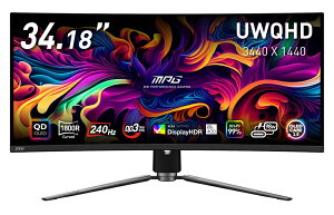 MSIbGGXAC Q[~OtfBXvC(34.18^/Ȗʌ^/QD-OLED/UWQHD 3440×1440/240Hz/0.03ms/HDR400/HDMI2.1/DP1.4a/USB TYPE-C/VESA/PIPEPBPΉ/3Nۏ)(ubN) MPG-341CQPX-QD-OLED
