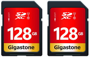 GigastonebMKXg[ SDXC[J[h 128GB Class10 UHS-I V10y2Zbgz GJSXR-128GU1-RED-2PK