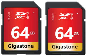 GigastonebMKXg[ SDXC[J[h 64GB Class10 UHS-I V10y2Zbgz GJSXR-64GU1-RED-2PK