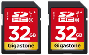 GigastonebMKXg[ SDHC[J[h 32GB Class10 UHS-I V10y2Zbgz GJSXR-32GU1-RED-2PK