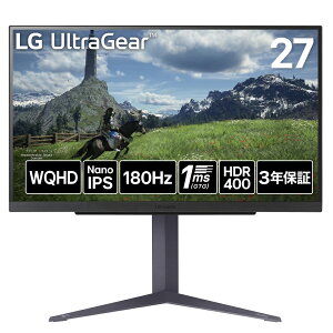 LGGNgjNXbGW[ Q[~OtfBXvC(27^/IPS/WQHD 2560×1440/180Hz/1ms/HDR400/HDMI2.0/DP1.4/VESA/3Nۏ؁EP_ۏ)(p[vO[) UltraGear 27GS85Q-B