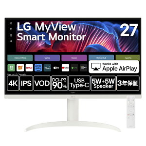 LGGNgjNXbGW[ webOSډtfBXvC(27^/IPS/4K UHD 3840×2160/60Hz/5ms/HDR10/HDMI2.0/USB Type-C/VESA/3Nۏ؁EP_ۏ)(zCg) MyView Smart Monitor 27SR75U-W