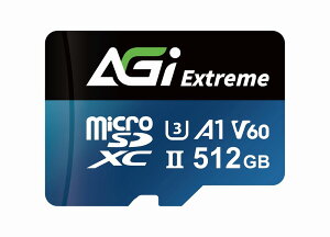 AGIbG[W[AC ʐ^DƂ̂߂ɐ݌vꂽrfIXs[hNX60(V60)Ή microSDJ[h 512GB ϊA_v^t AGI512GV6TF238 UHS-IIAU3AV60AA1AR/W up to 300/200MB/s